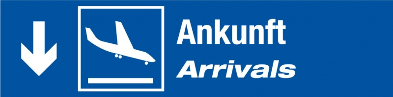 Schild: Ankunft/Arrivals